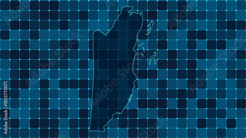 Modern Digital grid map illustration of Belize Technology geography background