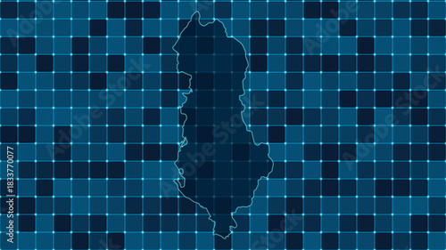 Modern Digital grid map illustration of Albania Technology geography background