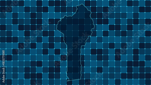 Modern Digital grid map illustration of Benin Technology geography background