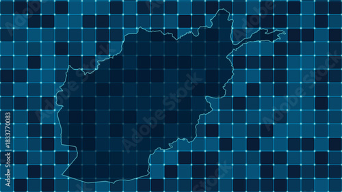 Modern Digital grid map illustration of Afghanistan Technology geography background