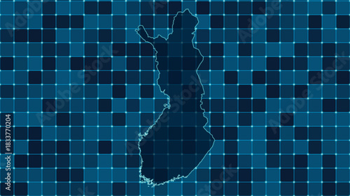 Modern Digital grid map illustration of Finland Technology geography background