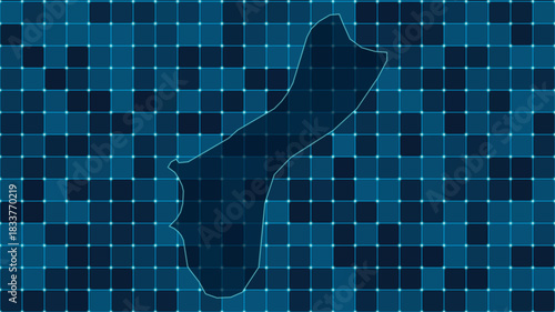 Modern Digital grid map illustration of Guam Technology geography background