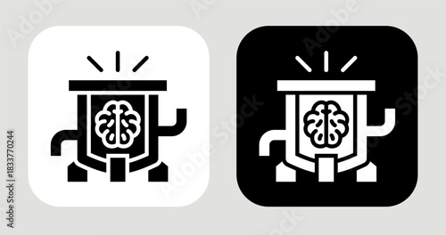 Thought Reactor Icon In Black and White Glyph Style