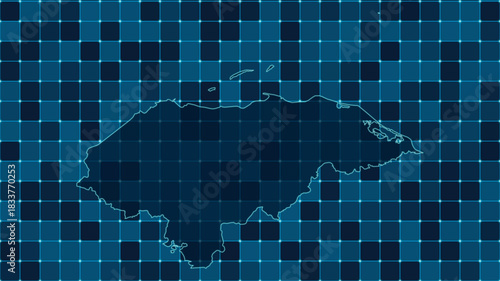 Modern Digital grid map illustration of Honduras Technology geography background