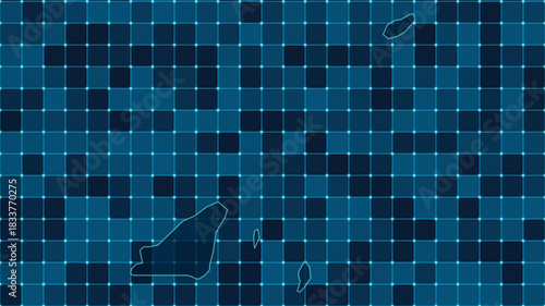 Modern Digital grid map illustration of Guernsey Technology geography background