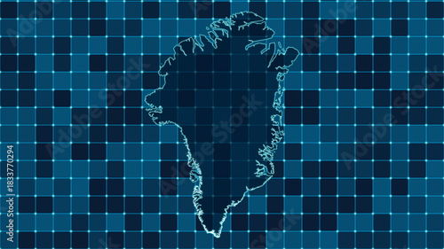 Modern Digital grid map illustration of Greenland Technology geography background