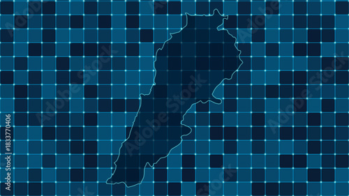 Modern Digital grid map illustration of Lebanon Technology geography background