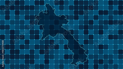 Modern Digital grid map illustration of Laos Technology geography background