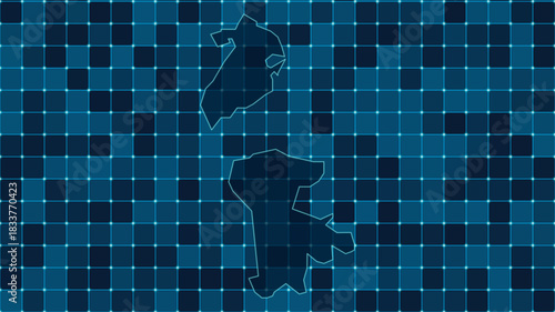 Modern Digital grid map illustration of Macau Technology geography background