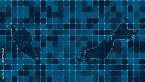 Modern Digital grid map illustration of Malaysia Technology geography background