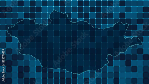Modern Digital grid map illustration of Mongolia Technology geography background