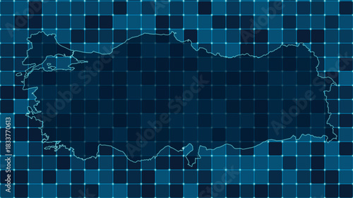 Modern Digital grid map illustration of Turkey Technology geography background