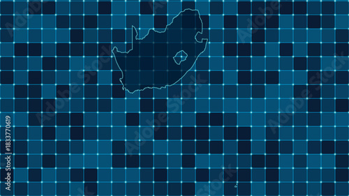 Modern Digital grid map illustration of South Africa Technology geography background