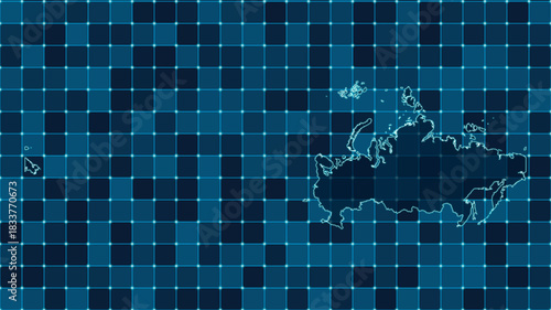 Modern Digital grid map illustration of Russia Technology geography background