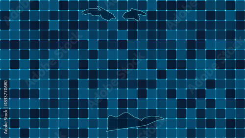 Modern Digital grid map illustration of United States Virgin Islands Technology geography background