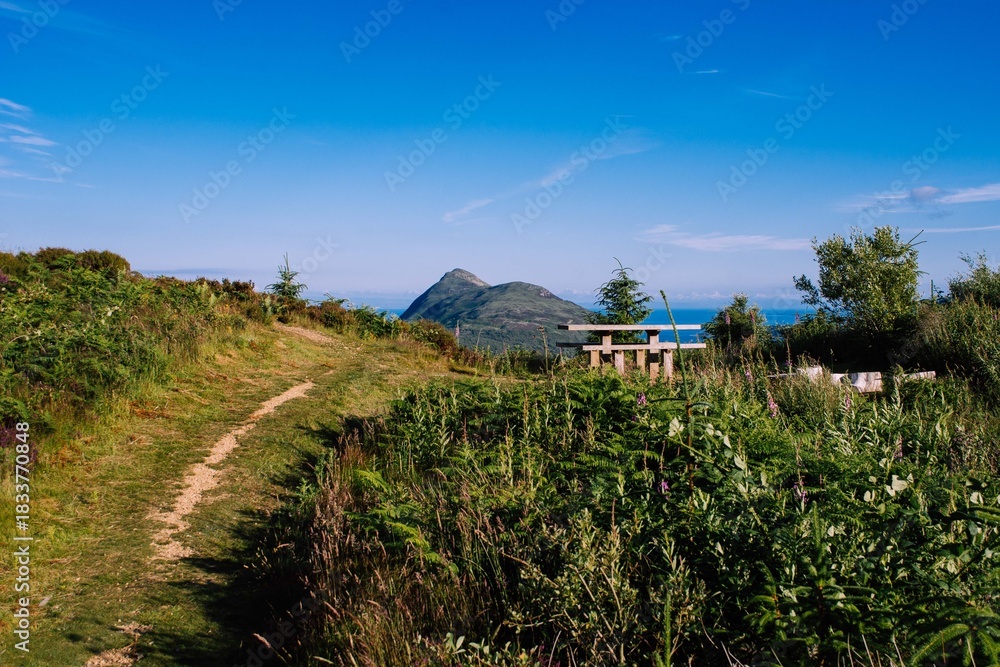 Obraz premium bench in the mountains Scotland landscapes