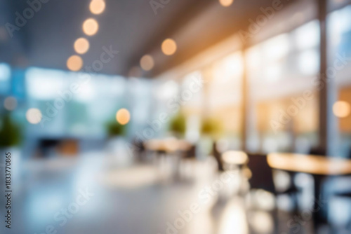 Blurred empty open space Restaurant and coffee shop cafe interior for background.