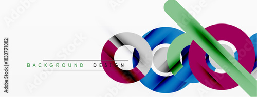 Abstract colorful lines create dynamic design. White background provides clean visual space. Modern aesthetic, suitable for banners, presentations.