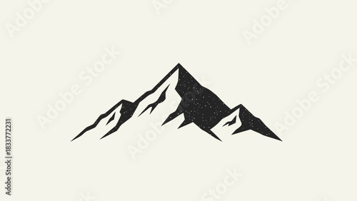Minimalist mountain peak illustration simple vector design with grainy texture isolated on white background