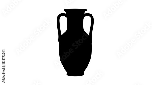 Elegant amphora silhouette classic Greek vase vector illustration isolated on white background