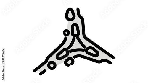 Minimalist river delta icon simple flat vector design element isolated on white background