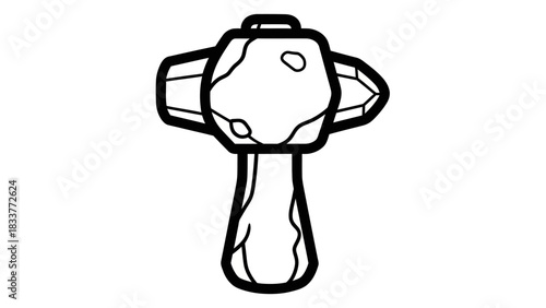 Cartoon stone hammer icon simple flat vector illustration isolated on white background