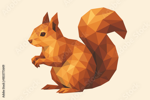 Geometric low poly squirrel art with vibrant colors and abstract design