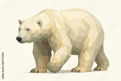 Geometric polar bear art in low poly style on neutral background