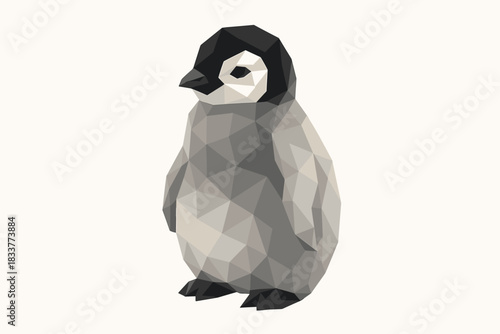 Geometric low poly penguin chick design for art and decor