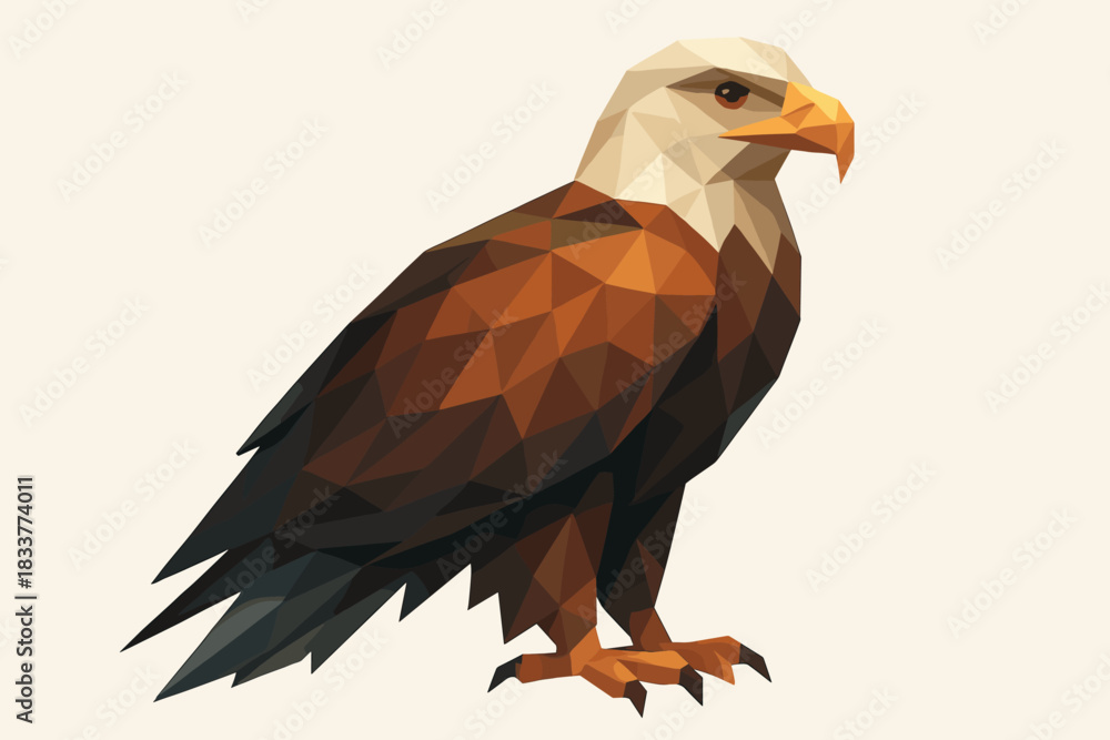 Obraz premium Geometric low poly bald eagle design with intricate triangles