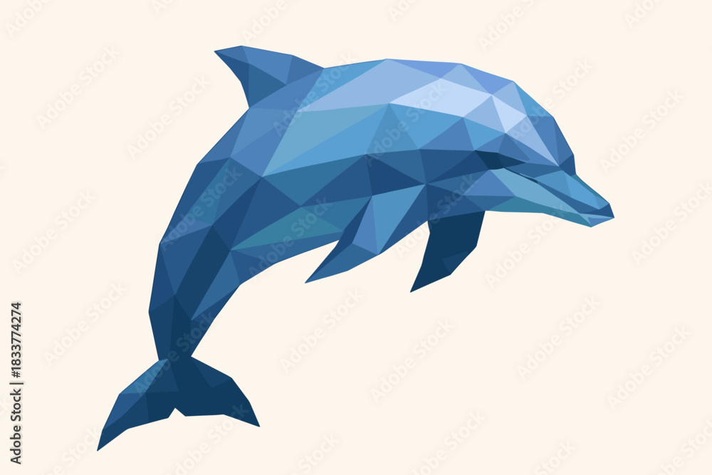 Fototapeta premium Geometric low poly dolphin: modern design and sea life art inspiration