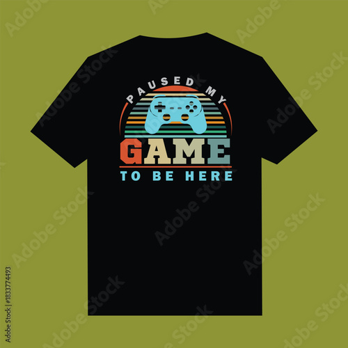 Black t shirt with retro gaming graphic video game