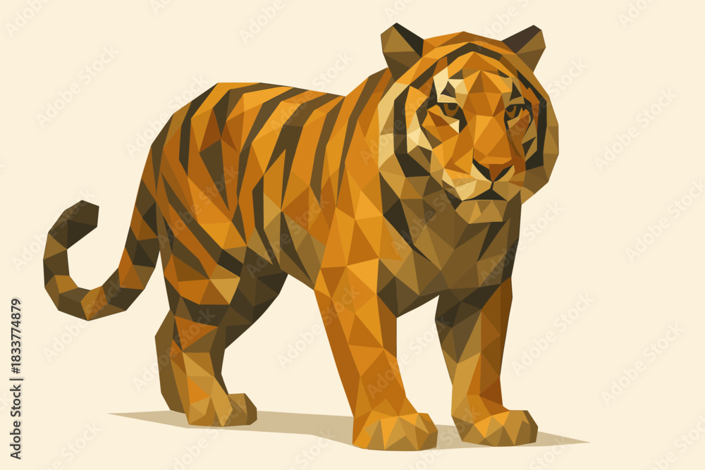 Obraz premium Geometric art tiger: low poly style of a majestic striped predator