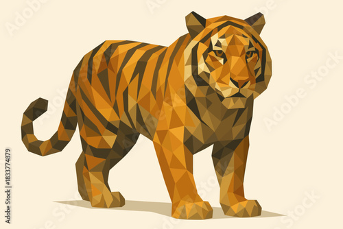 Geometric art tiger: low poly style of a majestic striped predator