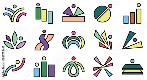 Modern abstract logo set for creative brands, startups, and companies needing vibrant visual identity