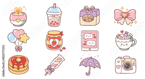 Cute pastel illustrations for Valentine's Day projects and adorable social media content