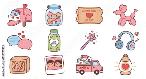 Spread the love with these adorable Valentine's Day themed sticker designs for your project
