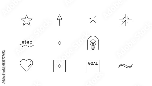 Minimalist line art icons for goals and inspiration