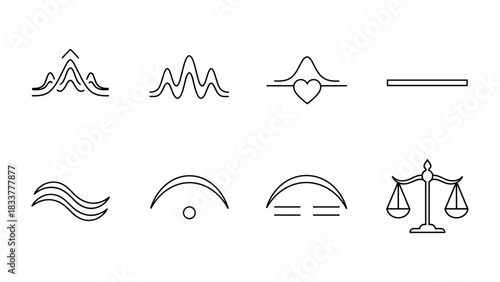 Minimalistic line symbols collection: creative shapes and abstract designs