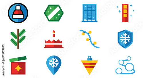 Festive winter holiday icons for cards, banners and social media campaigns and promotions
