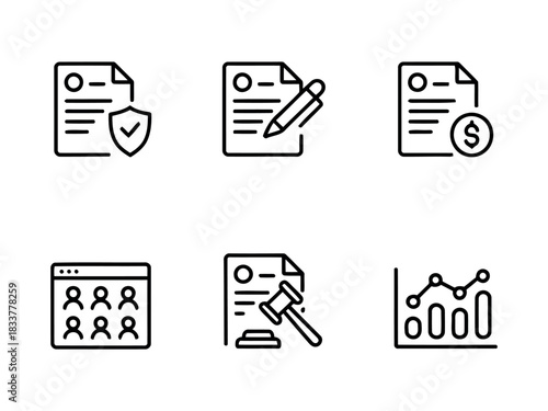 Business document icons set vector isolated on transparent background, Vector