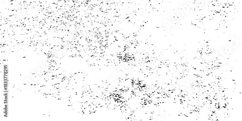 Distress urban overlay spotted concrete grain surface grainy noise rust wall grunge black splatter and white background. damaged chalk crack rough ink wall texture.	