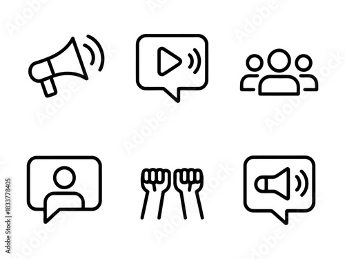 Communication and protest icons vector set isolated on transparent background, Vector