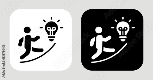 Imaginative Leap Icon In Black and White Glyph Style