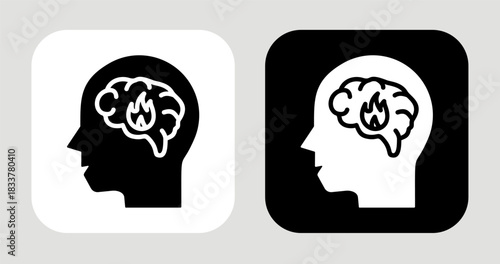 Mind Fusion Icon In Black and White Glyph Style