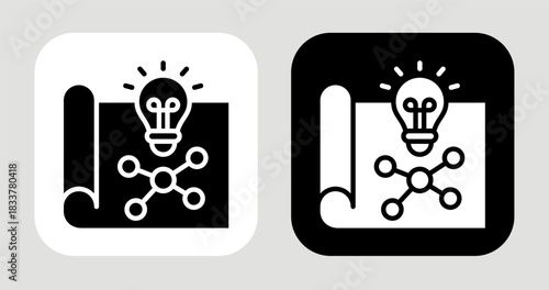Idea Mapping Icon In Black and White Glyph Style