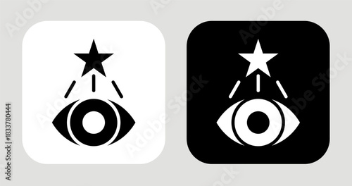 Visionary Eye Icon In Black and White Glyph Style