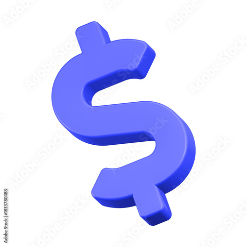 3d rendering icon dollar blue color