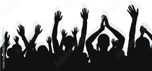 Cheering Audience Black Silhouette