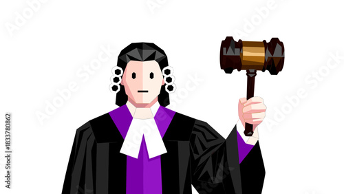 Geometric judge with gavel in hand: abstract legal authority concept